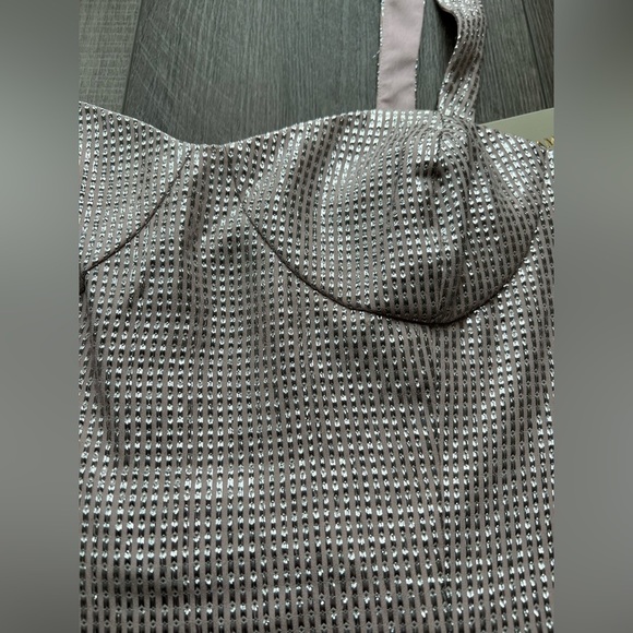 Ramy Brook Raquel Metallic Bustier in Pale Pink Size 10 - Picture 6 of 11